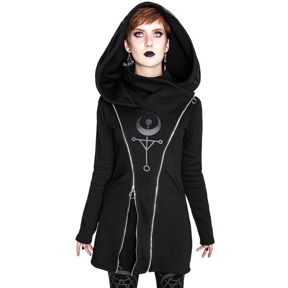 Restyle - Twin Moon Veste zip à capuche - Noir